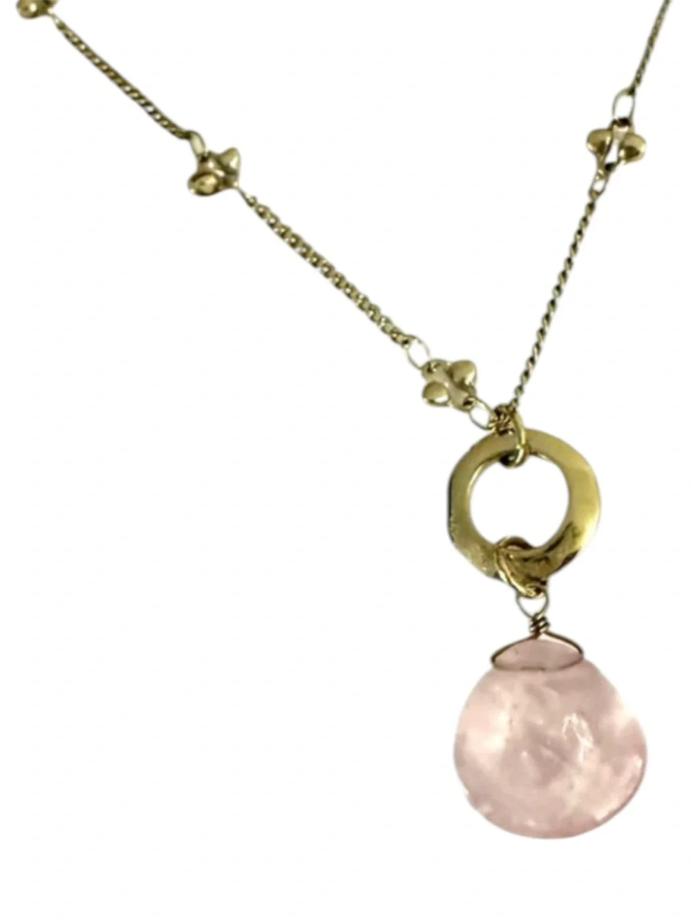 WHBM Crystal Charm Pendant Necklace Pale Pink Gold Tone - Picture 10 of 10
